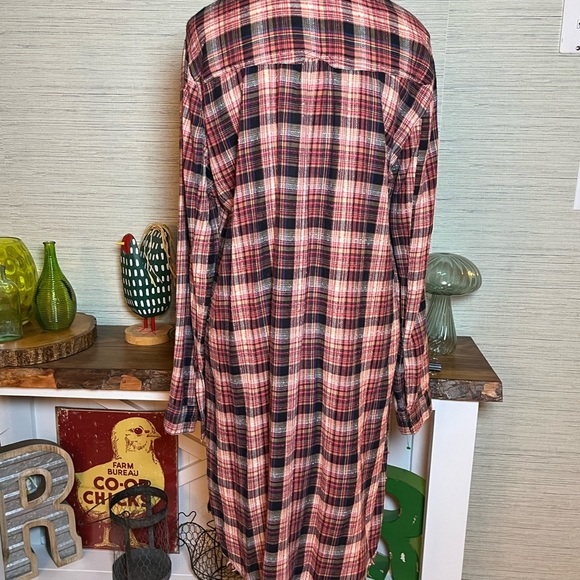 Free People Eight 8 Days A Week Plaid Shirt Dress Tunic Women’s Size L NWOT - Picture 7 of 9